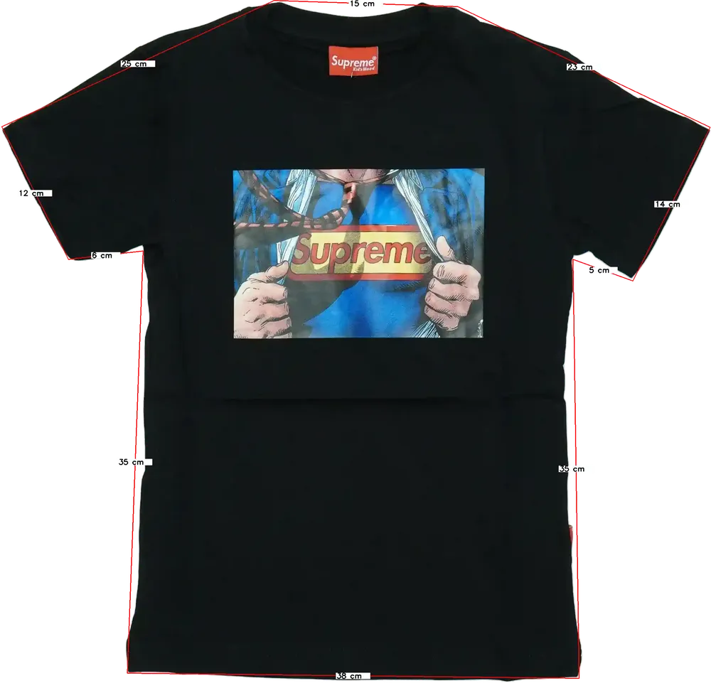 Fekete Supreme Póló EU 128 / UK 8 év / US 8 év/M