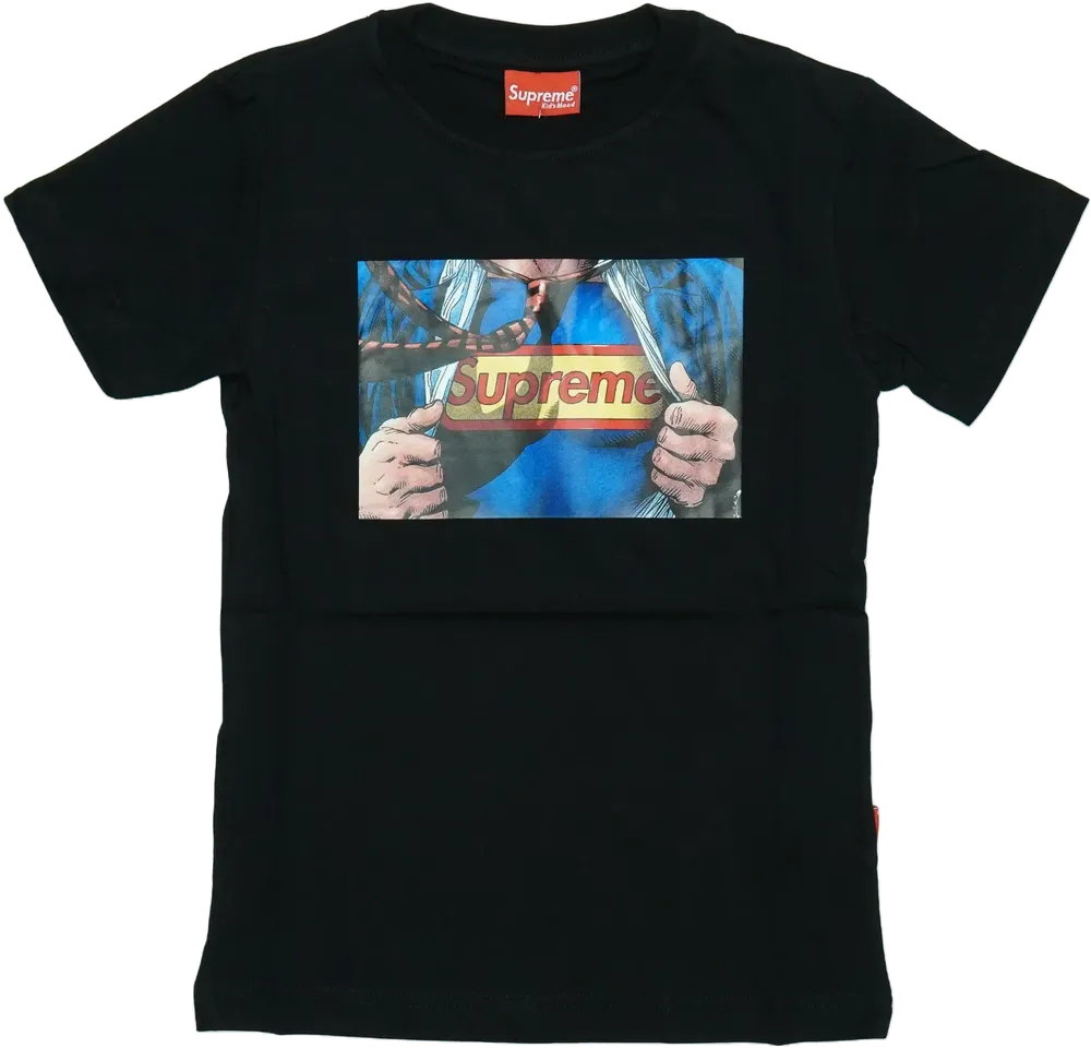 Fekete Supreme Póló EU 128 / UK 8 év / US 8 év/M