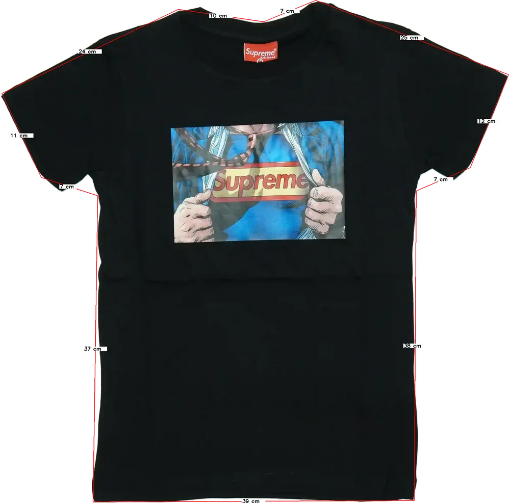 Fekete Supreme Póló EU 140 / UK 10 év / US 10 év/L