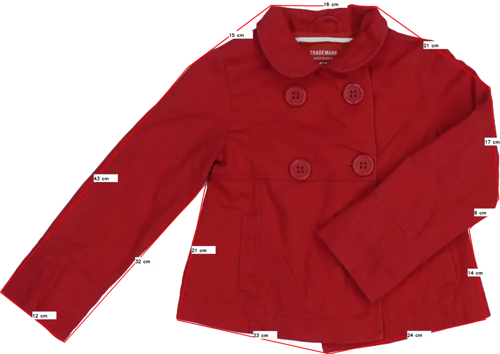 Piros Benetton Átmeneti kabát EU 128 / UK 8 év / US 8 év/M