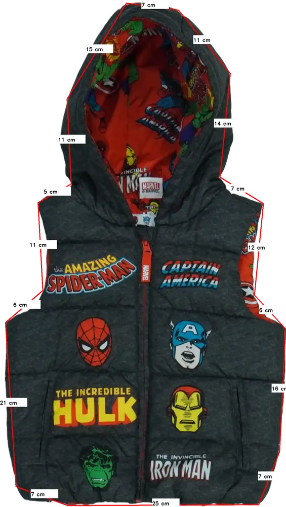 Szürke Marvel Mellény EU 104 / UK 4 év / US 4T/XS