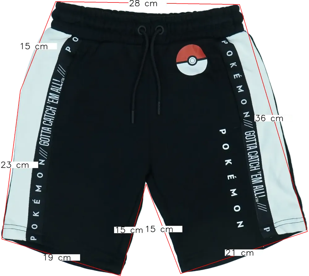 Fekete Pokémon Rövidnadrág EU 134 / UK 9 év / US 9 év/L