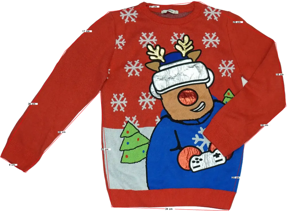 Piros George Kötött pulcsi EU 152 / UK 12 év / US 12 év/L