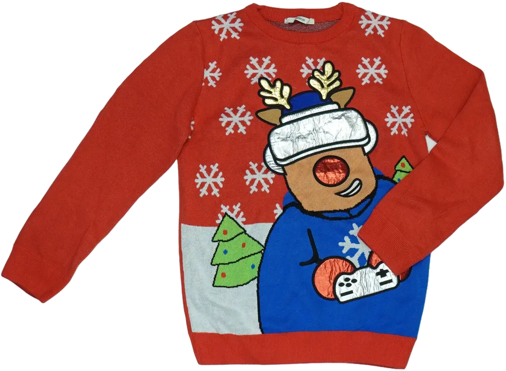 Piros George Kötött pulcsi EU 152 / UK 12 év / US 12 év/L