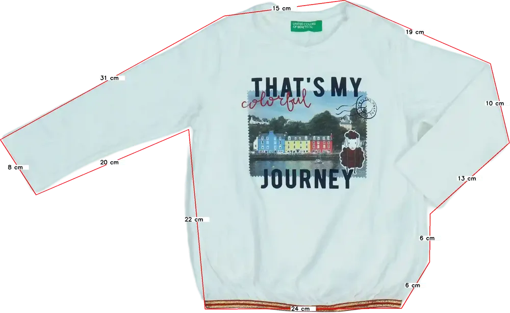 Fehér Benetton Hosszú ujjú felső EU 86 / UK 12-18 hónap / US 18 hónap