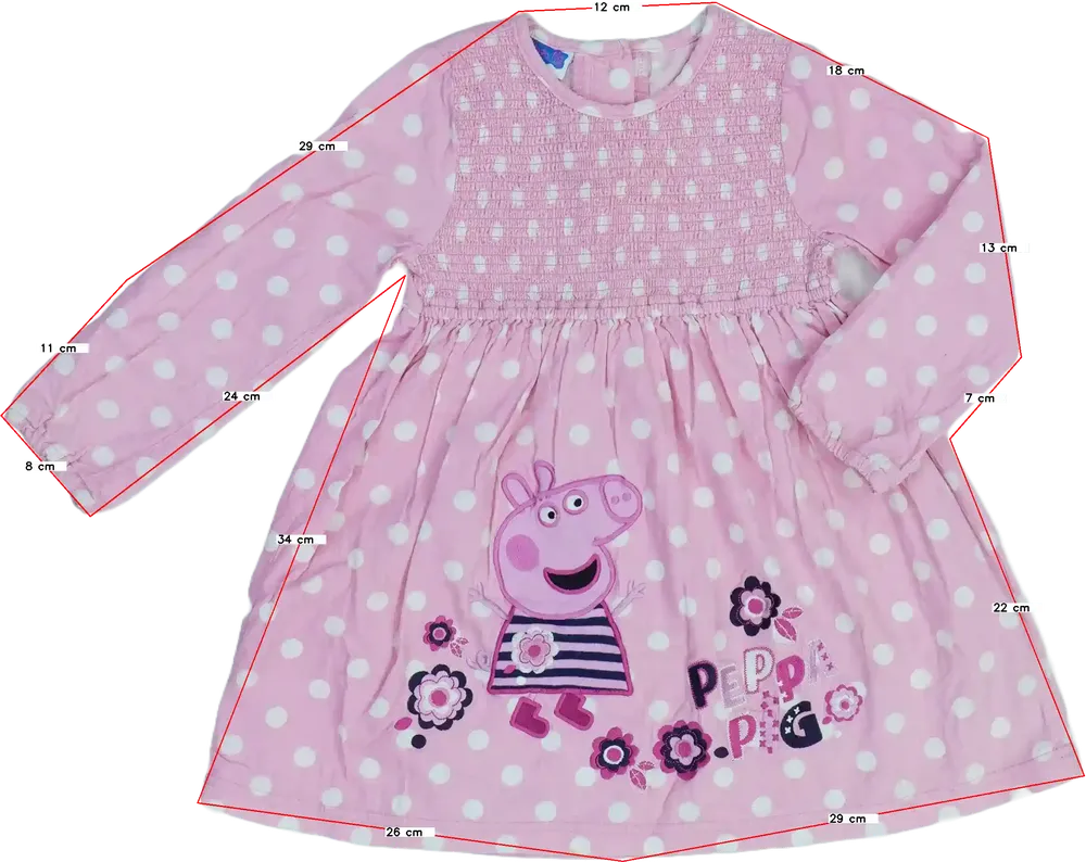 Rózsaszín Peppa Pig Ruha EU 92 / UK 2 év / US 2T