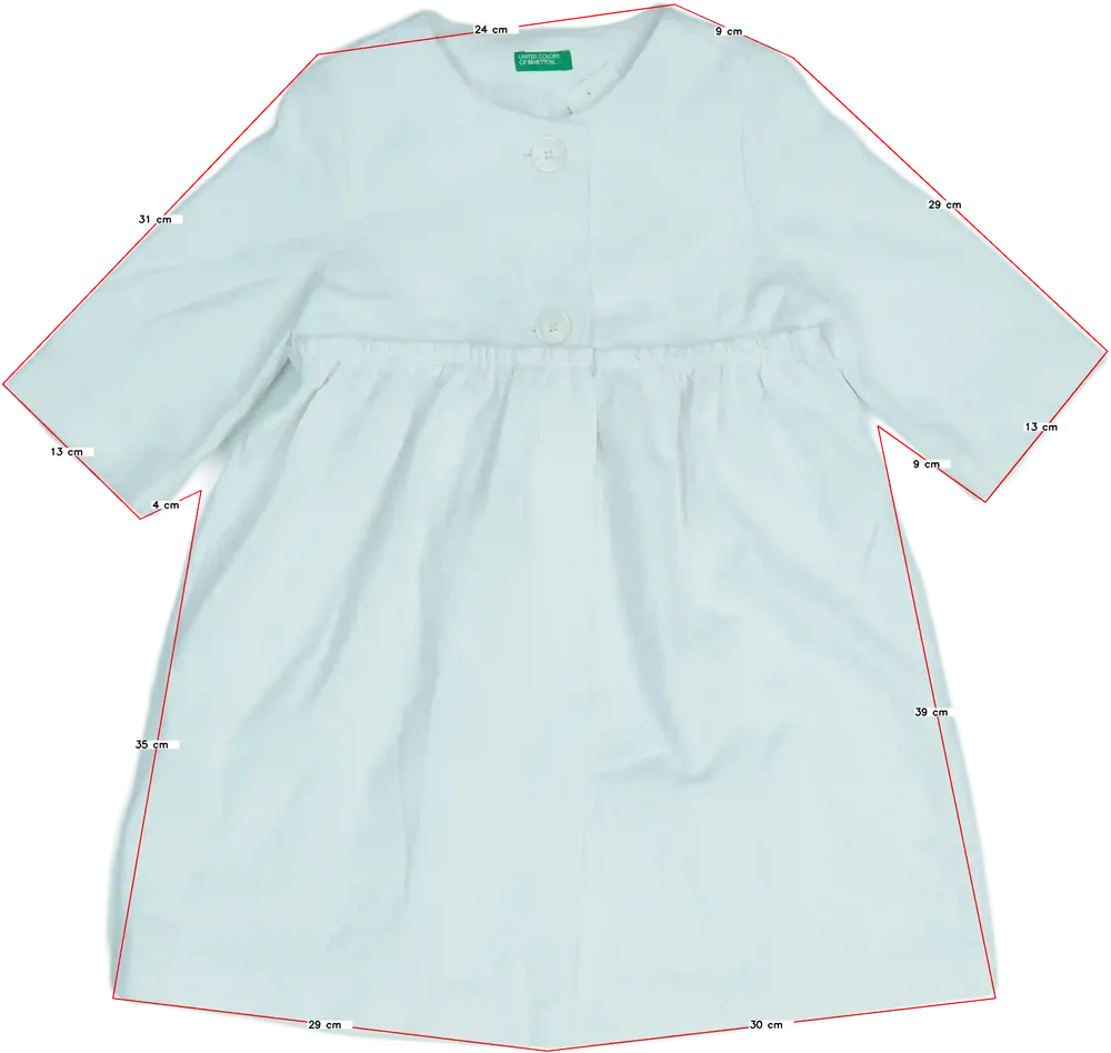 Fehér Benetton Ruha EU 140 / UK 10 év / US 10 év/L