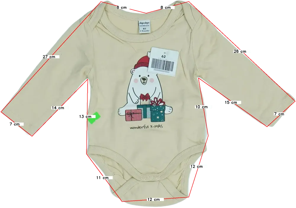 Barna DopoDopo Hosszú ujjú body EU 62 / UK 0-3 hónap / US 0-3 hónap