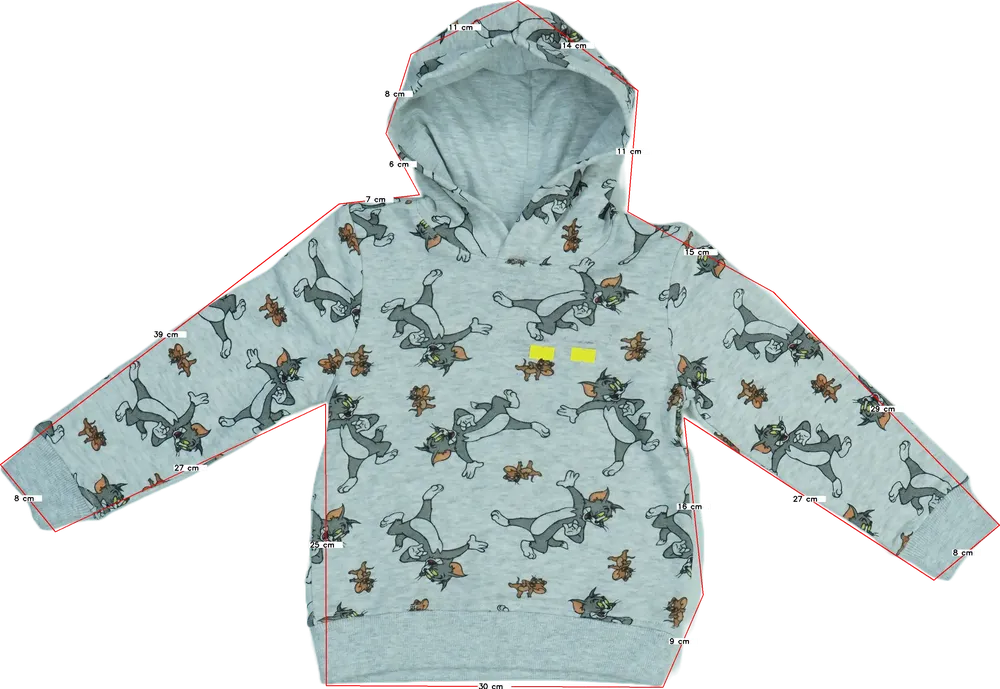 Szürke Tom&amp;Jerry Kapucnis pulóver EU 110 / UK 5 év / US 5 év/XS