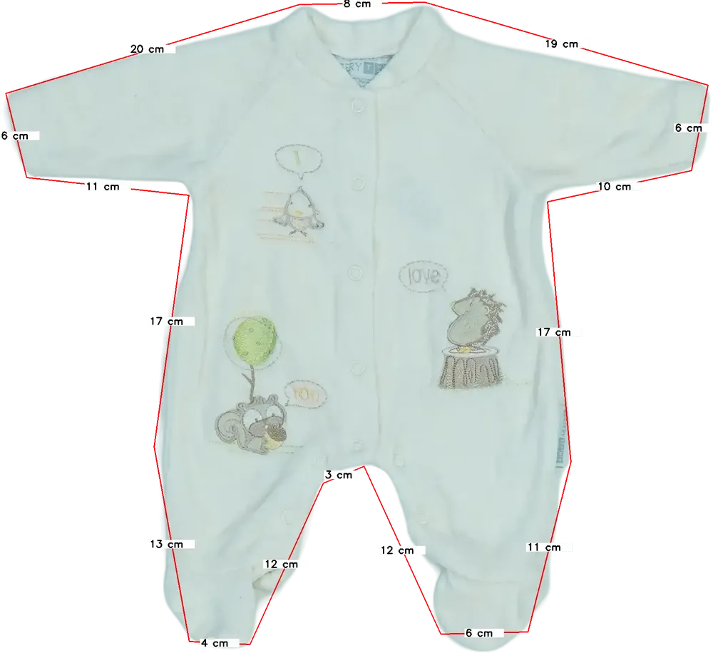 Fehér Egyéb Hosszú ujjú rugdalózó EU 50 / UK Újszülött / US Újszülött