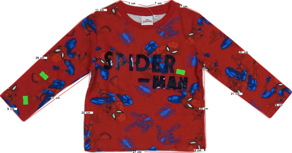 Piros Marvel Hosszú ujjú felső EU 98 / UK 3 év / US 3T