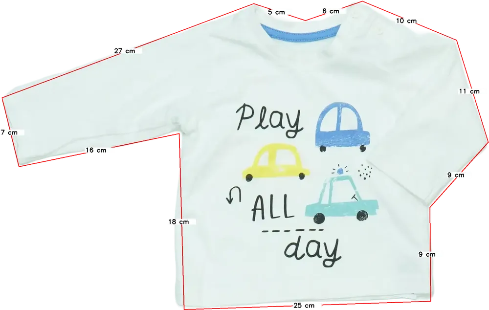 Fehér Matalan Hosszú ujjú felső EU 68 / UK 3-6 hónap / US 3-6 hónap