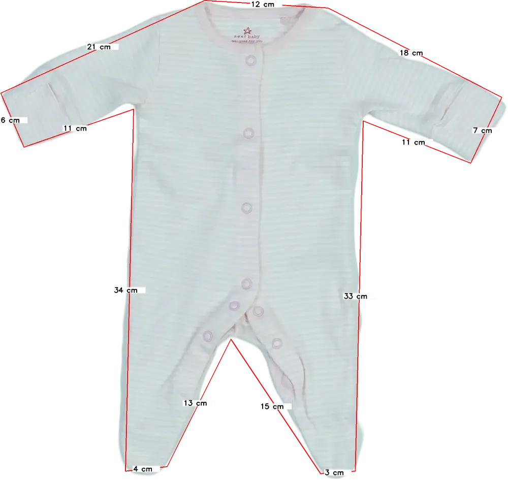 Fehér Next Hosszú ujjú rugdalózó EU 50 / UK Újszülött / US Újszülött