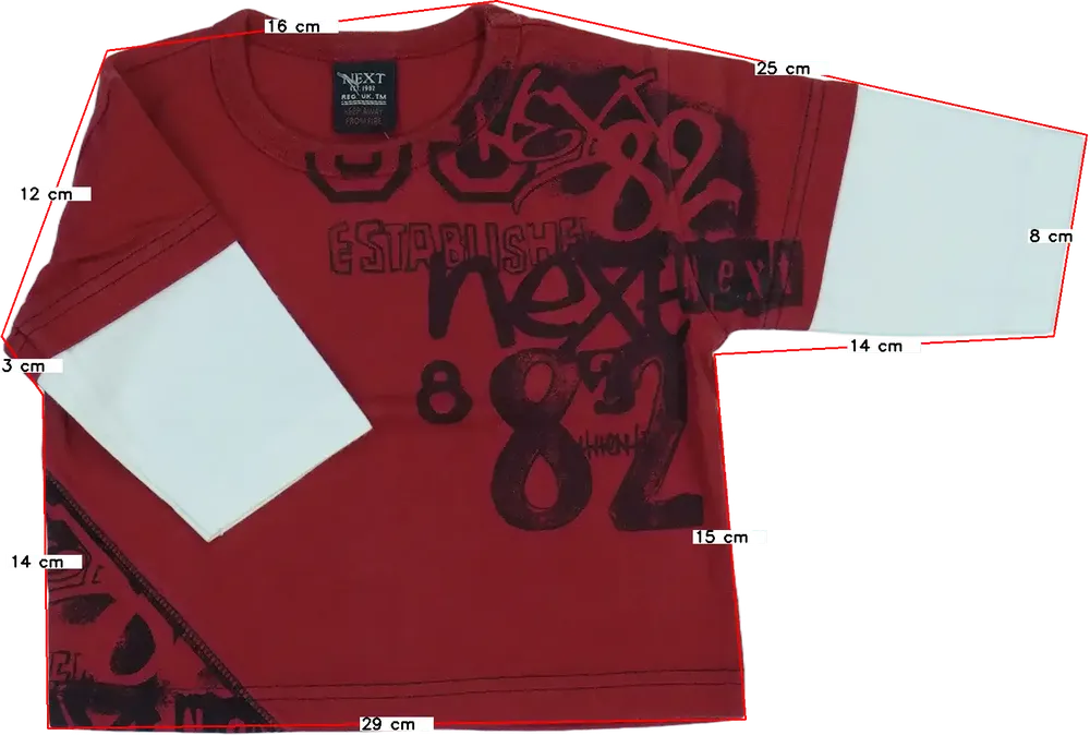 Piros Next Hosszú ujjú felső EU 68 / UK 3-6 hónap / US 3-6 hónap