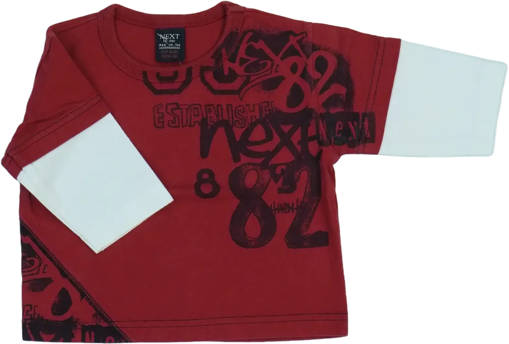 Piros Next Hosszú ujjú felső EU 68 / UK 3-6 hónap / US 3-6 hónap