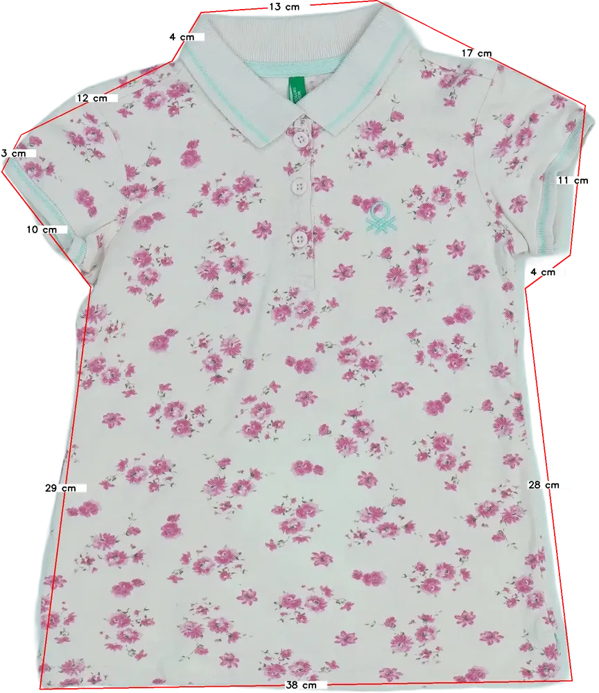 Rózsaszín Benetton Galléros póló EU 122 / UK 7 év / US 7 év/M