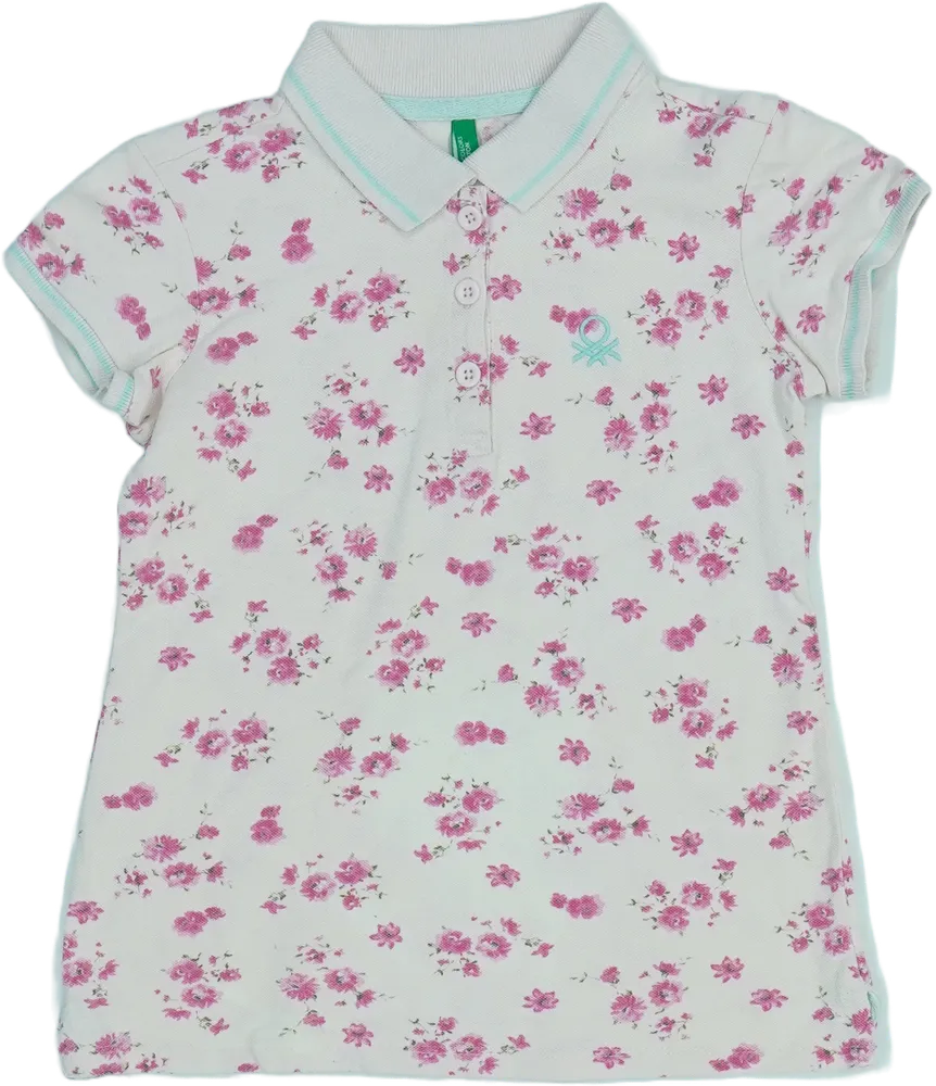 Rózsaszín Benetton Galléros póló EU 122 / UK 7 év / US 7 év/M