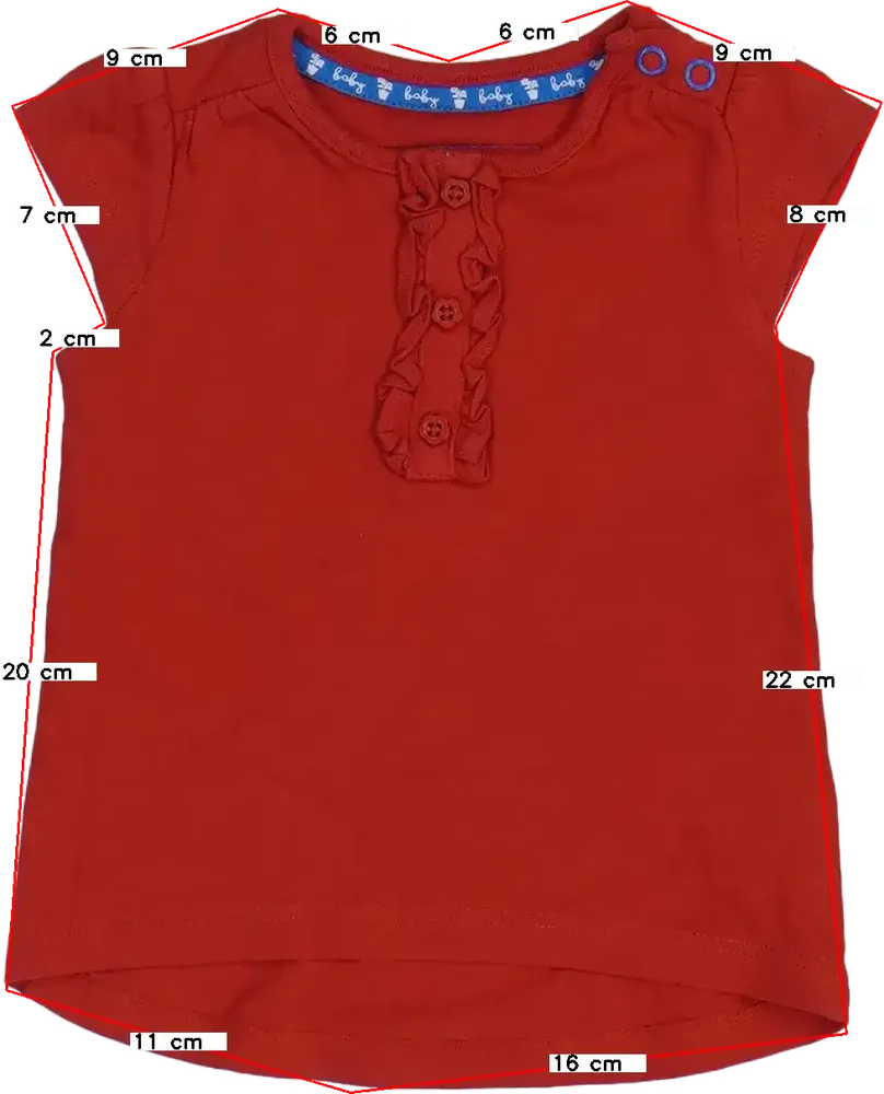 Piros TU Póló EU 68 / UK 3-6 hónap / US 3-6 hónap