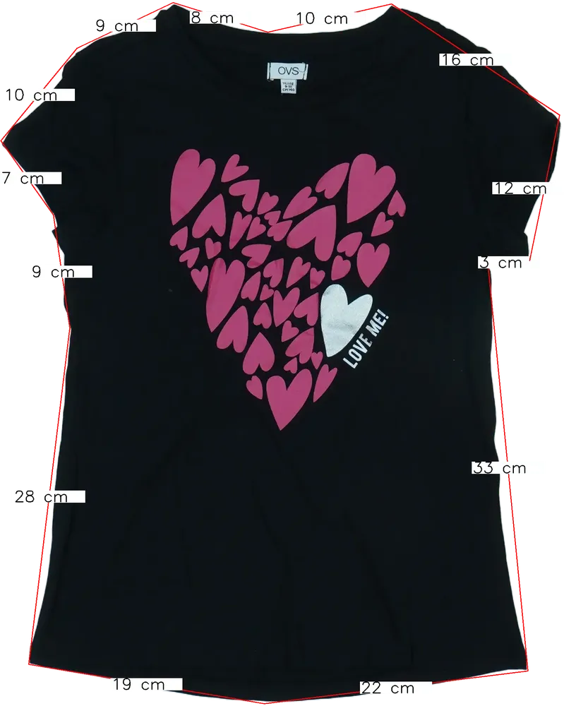 Fekete OVS Póló EU 140 / UK 10 év / US 10 év/L