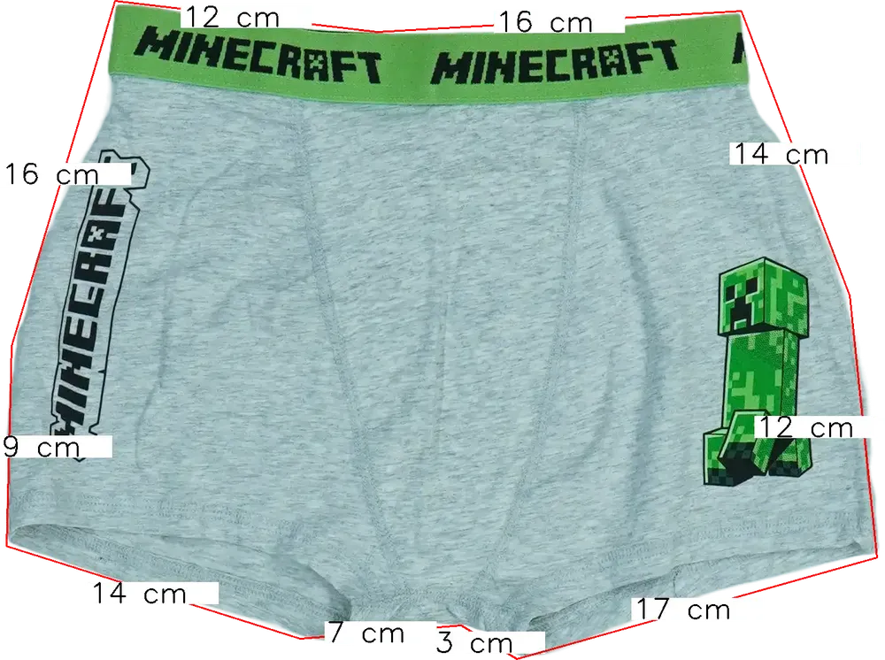 Szürke Minecraft Fiú / Férfi alsónadrág EU 146 / UK 11 év / US 12 év/L