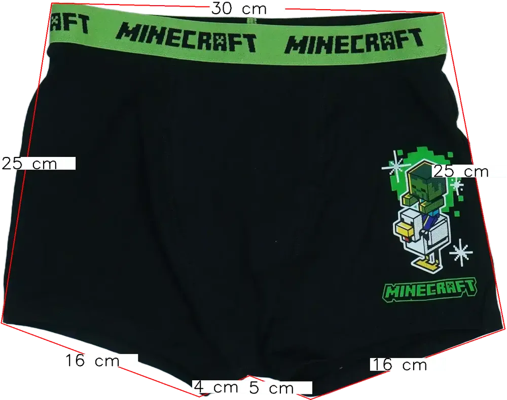 Fekete Minecraft Boxer EU 158 / UK 13 év / US 14 év/XL