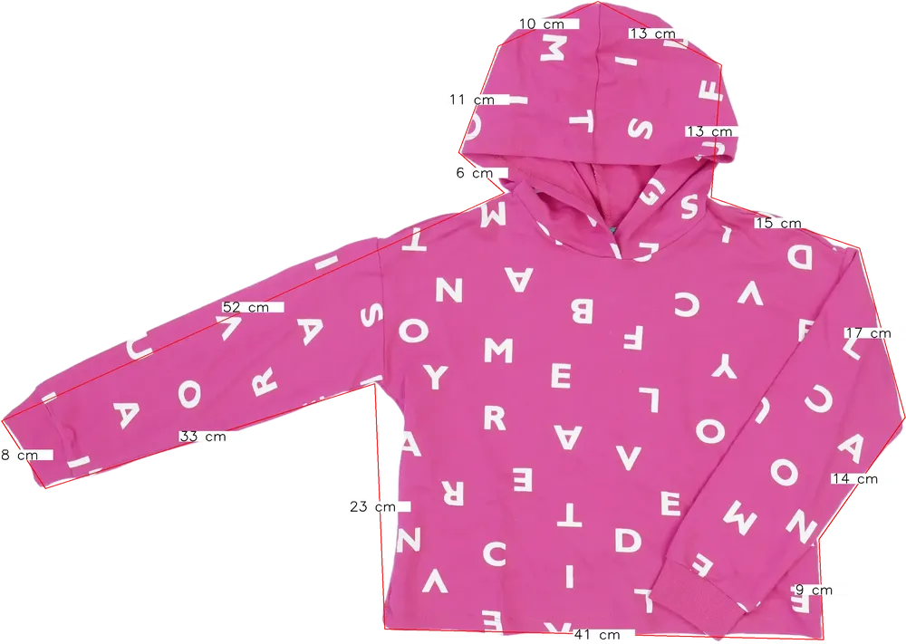 Rózsaszín Benetton Kapucnis pulóver EU 128 / UK 8 év / US 8 év/M