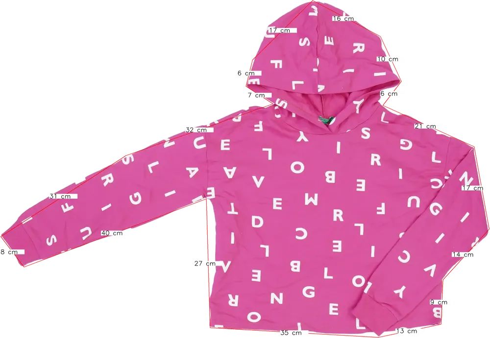 Rózsaszín Benetton Kapucnis pulóver EU 152 / UK 12 év / US 12 év/L