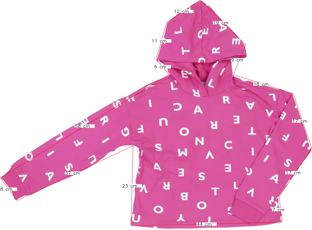 Rózsaszín Benetton Kapucnis pulóver EU 134 / UK 9 év / US 9 év/L