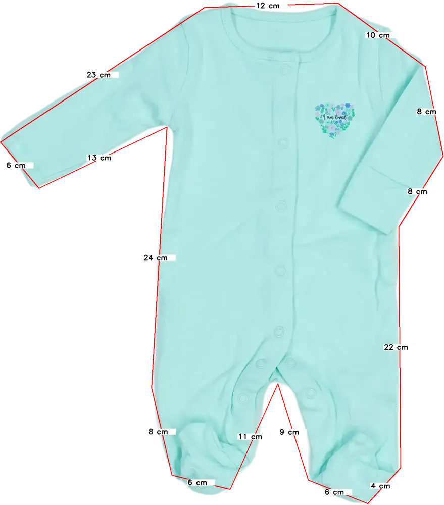 Zöld Matalan Hosszú ujjú rugdalózó EU 50 / UK Újszülött / US Újszülött