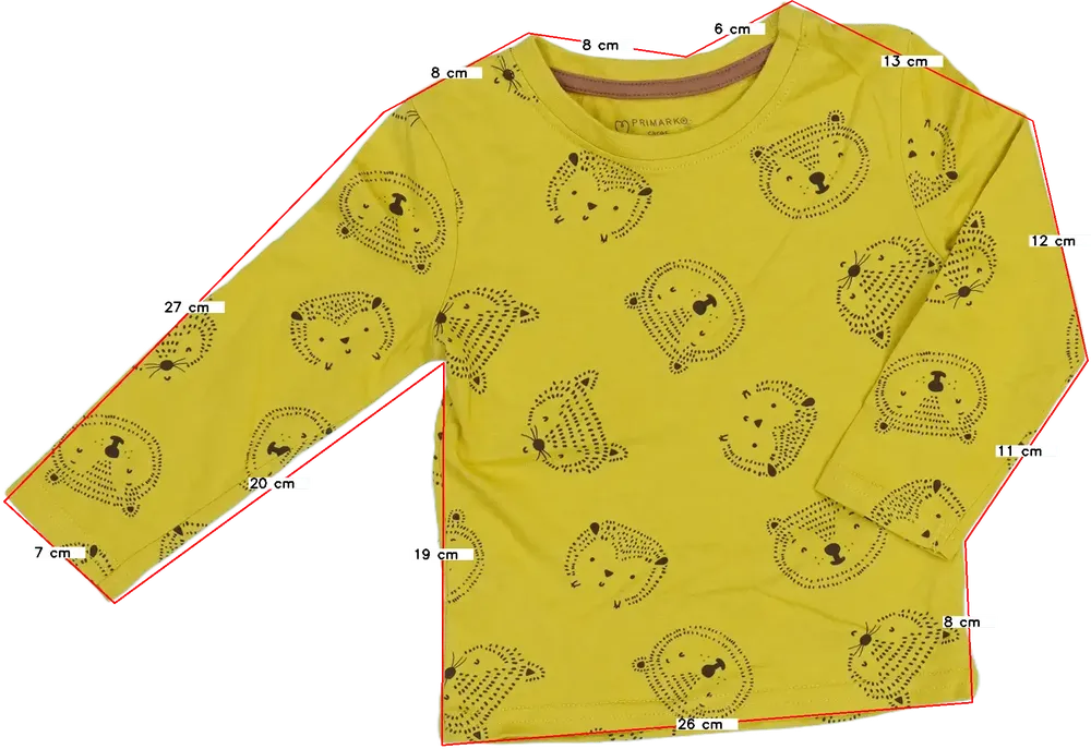 Sárga Primark Hosszú ujjú felső EU 86 / UK 12-18 hónap / US 18 hónap