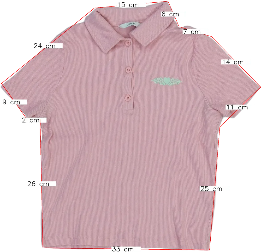 Rózsaszín George Galléros póló EU 164 / UK 14 év / US 14 év/XL