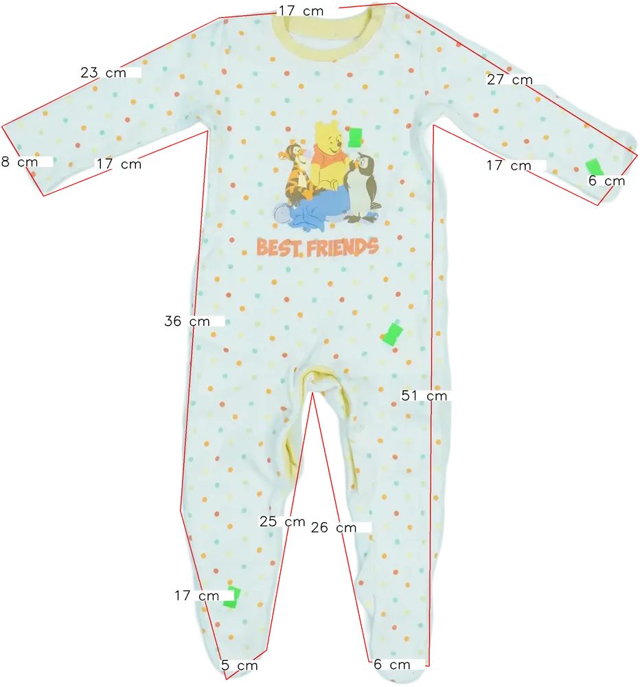 Fehér Disney Hosszú ujjú rugdalózó EU 74 / UK 6-9 hónap / US 6-9 hónap