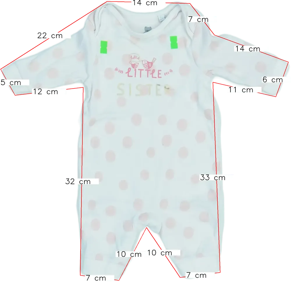 Fehér BlueZoo Hosszú ujjú rugdalózó EU 62 / UK 0-3 hónap / US 0-3 hónap