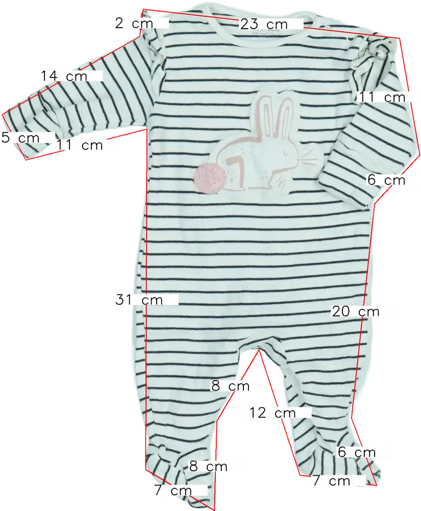 Fehér Next Hosszú ujjú rugdalózó EU 62 / UK 0-3 hónap / US 0-3 hónap