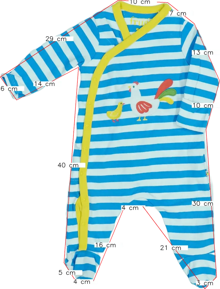 Többszínű Frugi Hosszú ujjú rugdalózó EU 68 / UK 3-6 hónap / US 3-6 hónap