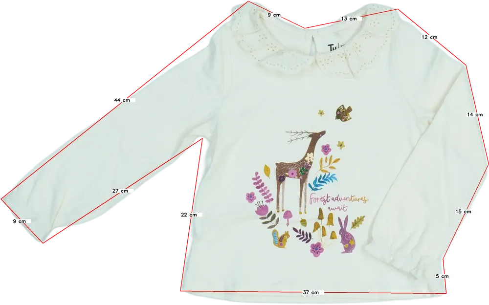 Fehér TU Hosszú ujjú felső EU 110 / UK 5 év / US 5 év/XS