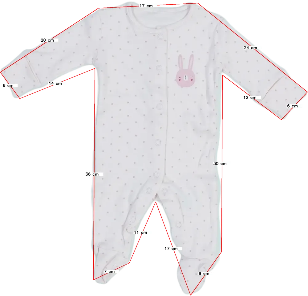 Rózsaszín Matalan Hosszú ujjú rugdalózó EU 56 / UK Újszülött / US Újszülött