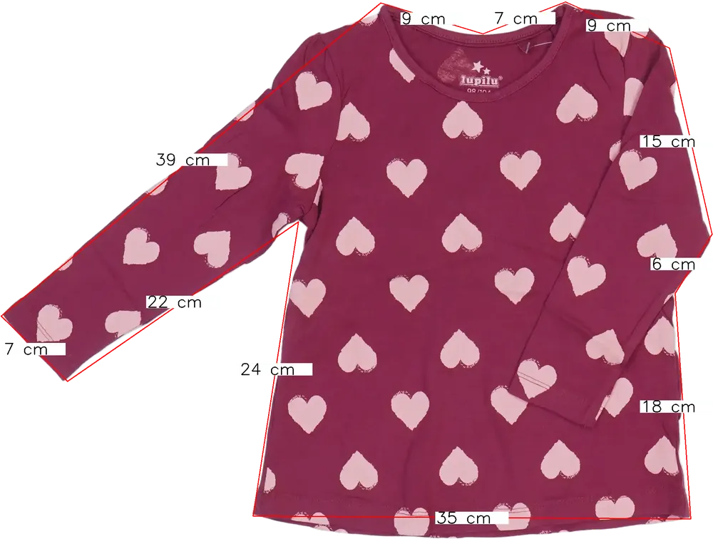 Bordó Lupilu Hosszú ujjú felső EU 104 / UK 4 év / US 4T/XS