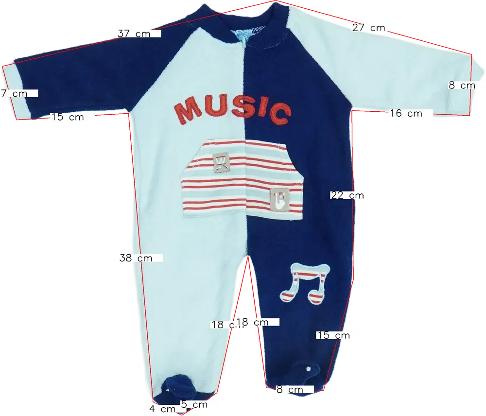 Kék Chocolate Hosszú ujjú rugdalózó EU 68 / UK 3-6 hónap / US 3-6 hónap