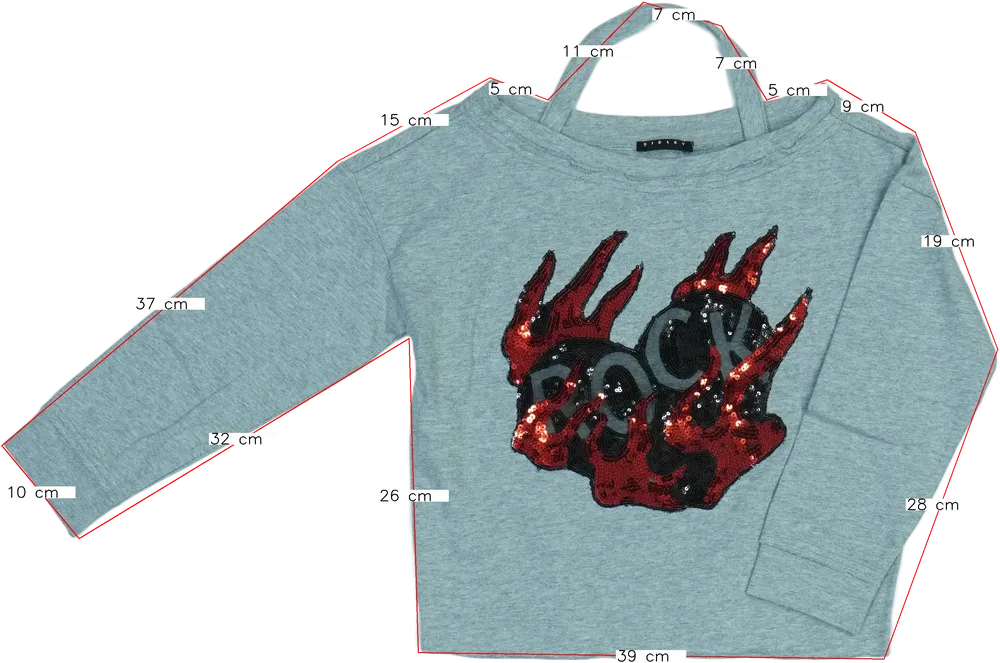 Szürke Sisley Hosszú ujjú felső EU 128 / UK 8 év / US 8 év/M