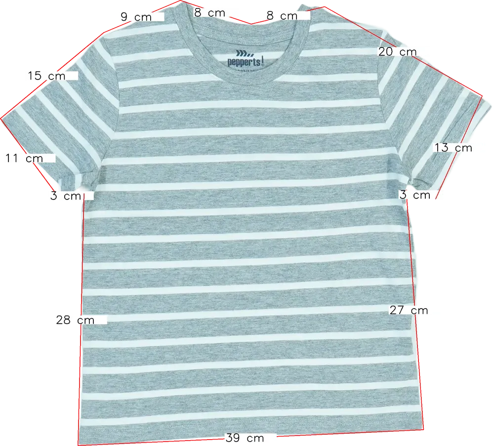 Szürke Pepperts! Póló EU 128 / UK 8 év / US 8 év/M