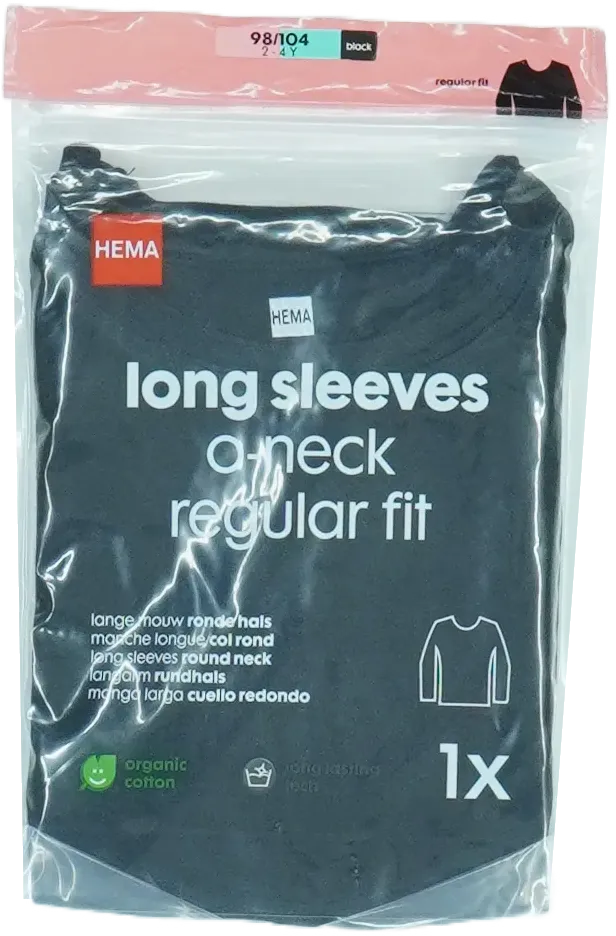 Fekete Hema Hosszú ujjú felső EU 104 / UK 4 év / US 4T/XS