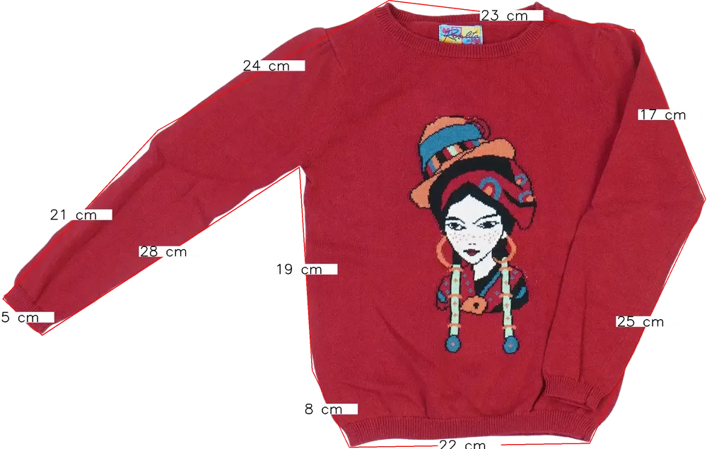 Piros Rosalita Kötött pulcsi EU 104 / UK 4 év / US 4T/XS