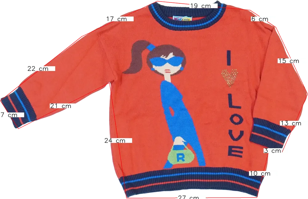 Piros Rosalita Kötött pulcsi EU 104 / UK 4 év / US 4T/XS