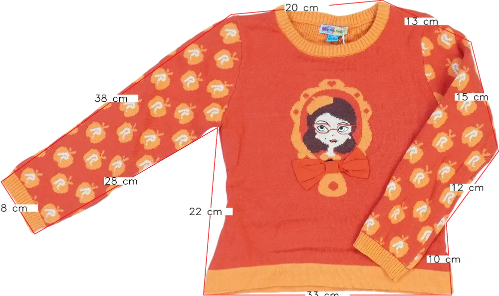 Piros Rosalita Kötött pulcsi EU 104 / UK 4 év / US 4T/XS