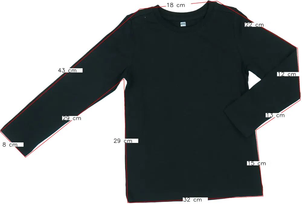 Fekete Hema Hosszú ujjú felső EU 116 / UK 6 év / US 6 év/S