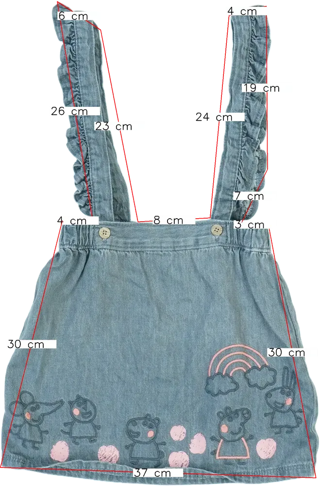 Szürke Peppa Pig Kantáros szoknya EU 104 / UK 4 év / US 4T/XS