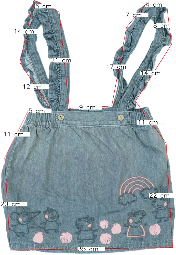 Szürke Peppa Pig Kantáros szoknya EU 104 / UK 4 év / US 4T/XS