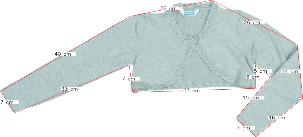 Szürke Mayoral Bolero EU 128 / UK 8 év / US 8 év/M