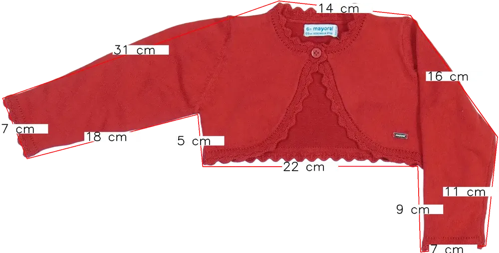 Piros Mayoral Bolero EU 68 / UK 3-6 hónap / US 3-6 hónap